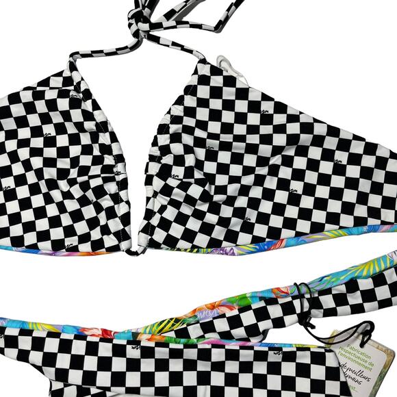 Revolve VDM Multi Hawaiian Tropic/Speed Racer Reversible Bikini Top Small NWT - Picture 3 of 7